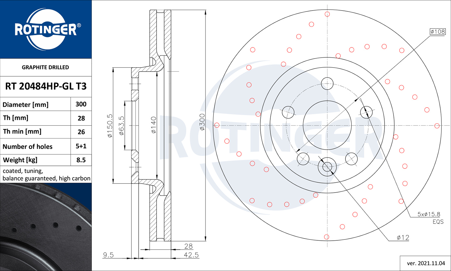 ROTINGER Féktárcsa, mind RT20484HP-GLT3_ROT